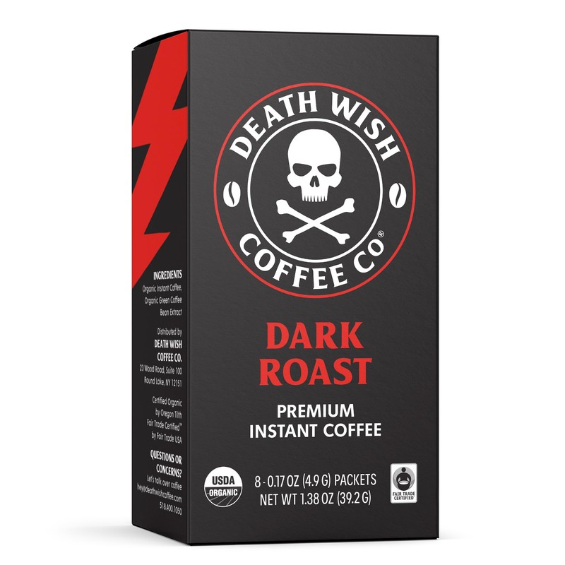 Death Wish Coffee Instant Dark Roast Coffee Packets, Bold &