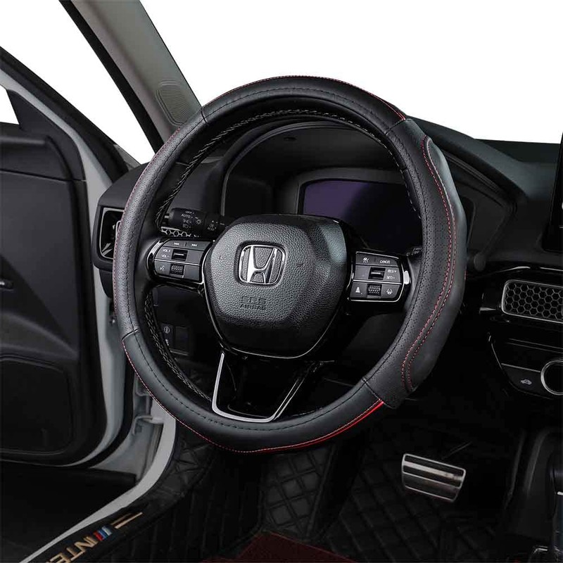 EKR Universal 15 inch Leather Steering Wheel Cover - Genuine