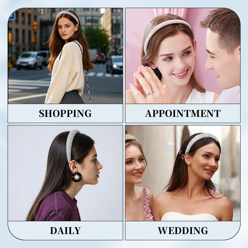 Dokpav Glitter Crystal Rhinestone Headband, Sparkly HeadWide Thick Hairbands with