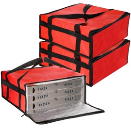 ZEAYEA 3 Pack Pizza Bags for Delivery, 20" x 20" x 6" Insulated Food Delivery Bag for Carry Hot or Cold, Reusable Grocery Shipping Bags, Insulated Pizza Warmer Bag for Catering, Food Transport