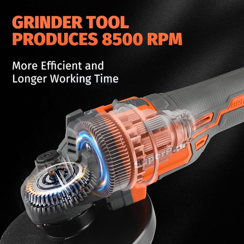 Cordless Angle Grinder 20V,8500RPM Brushless Motor, 4-1/2'' Blade,2×4.0Ah Battery &