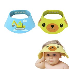 2 Pack Adjustable Baby Shower Caps – Soft Hair Washing Shield Visor Hat for Toddlers Kids – Waterproof Protective Bath Shampoo Guard