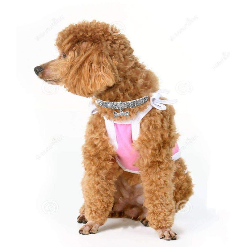 RayMinsino Pet Collar with Diamonds, Adjustable Crystal Diamond Elastic Bone