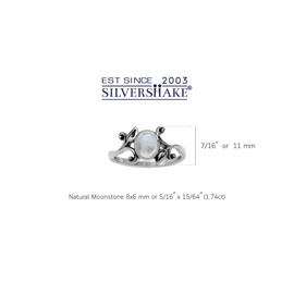 Silvershake 8X6mm Natural Oval Shape Moonstone 925 Sterling Silver Leaf Vintage Inspired Ring Size 4