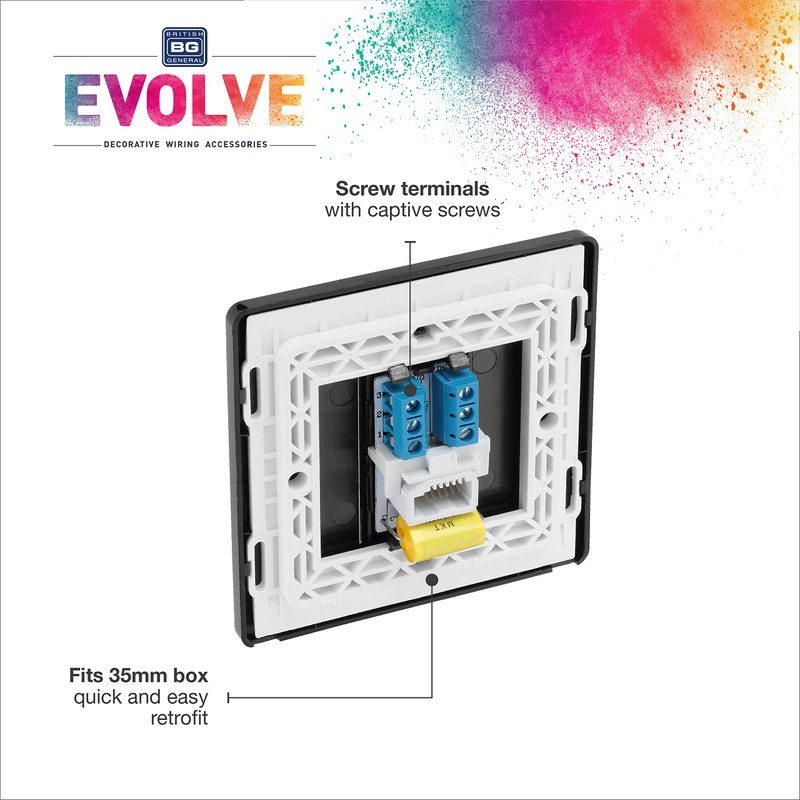 BG Electrical Evolve Single Master Telefonsteckdose, mattschwarz