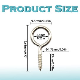 Hocansen 300 Pieces Eye Pins 19x9mm Small Screw Eye pins Hooks Mini Eye Hooks Screw in for Cork Top Bottles DIY Jewelry Making (19 * 9mm)