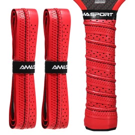 AMA SPORT Pickleball Paddle Grip Tape 2 Pack Pickleball Overgrip Replacement Grip Wrap for Pickleball Rackets Anti-Slip Grip Ridge Easy Installation and Long-Lasting Performance (Red)