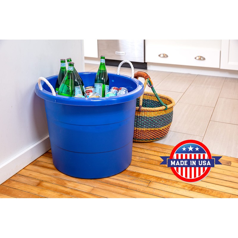 United Solutions Easy-Access Storage Rope Handle Tub, 19 Gallon, Blue,