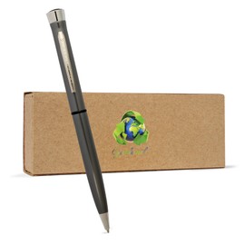 Garland Recycled Metal Twist Pen - Made in USA - Eco-Friendly Pen for Gifts, Professional, Post-Consumer Recycled Metal With Recycled Gift Box, Refillable with Universal #1 Refill - Black & Chrome