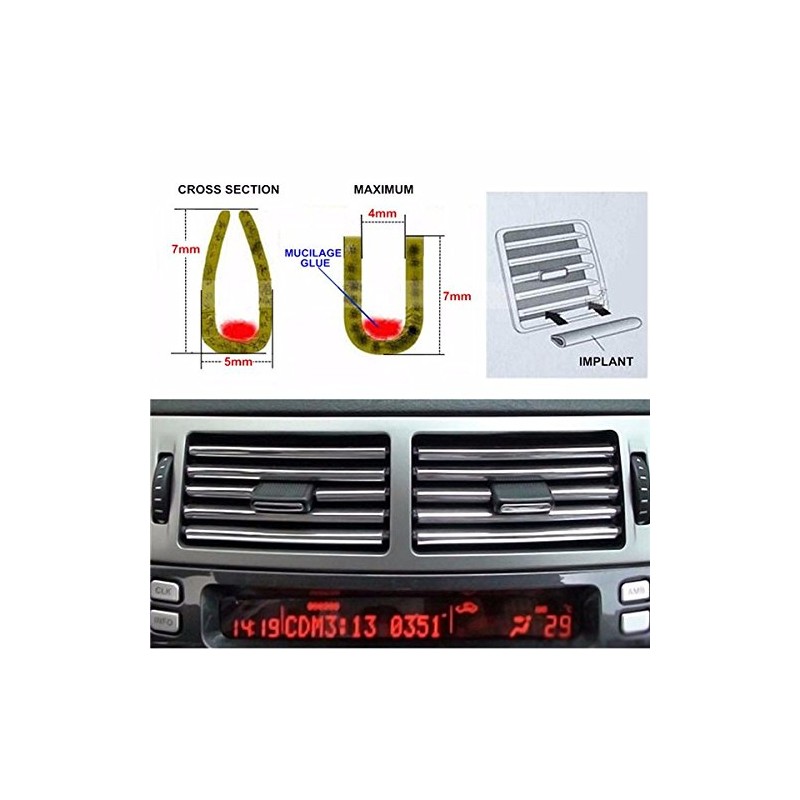 Alamor Silver Car Interior Decor Door Vent Chrome Moulding Trim