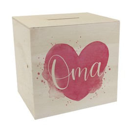 Grandma Heart Wooden Money Box with Saying Grandma Weltbeste Großmutter - Liebevolles Oma-Herz Piggy Bank Family Lucky Decoration in Pink Perfect for Grandma