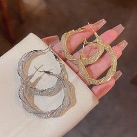 HUGE TOMATO Hoop Earrings Silver 925 Gold for Women Hypoallergenic Hoop Earrings Gold Large for Women, Silver, No Gemstone