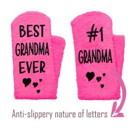 Veachog Warm Fleece Socks for Grandmother, Non-Slip Indoor Slippers in Bow Gift Box, Thoughtful Gift Idea for Women