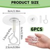 6 Pcs Adhesive Ceiling Hooks Heavy Duty Stainless Steel with