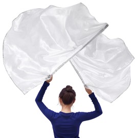 2 PCS Semicircle Worship Flags, 53.5 Inches Praise Dance Flags with Scalable Rods, Shiny Worship Flag, Metallic Silver Praise Flag, Semicircle Worship Banner for Stage Performance, Church Dance