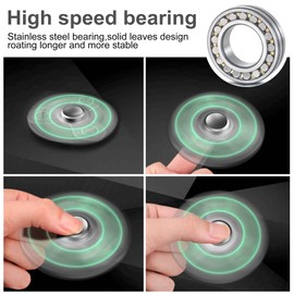 Fidget Toy Spinner with Luminous Light, Ultra Durable Stainless Steel Bearing High Speed 4-10 Mins Hand Metal Spinner, ADHD Stress Anxiety Relief Glow in The Dark Fidget Toys for Adults Kids Sliver