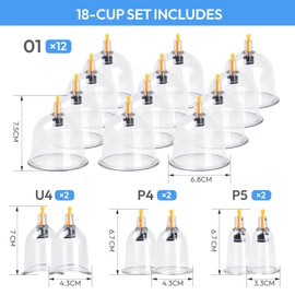 GEN'C BÉAUTY Cupping Therapy Set, 18 Pcs Cupping Cups Therapy Sets Massage Back, Massage Cupping kit with Pumping Handle