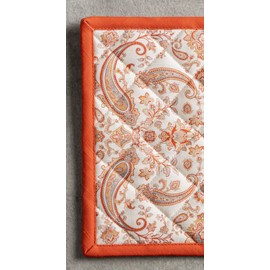 Maison d' Hermine Oven Mitt (7.5"x13") & Pot Holder (8"x8") 100% Cotton Set of Heat Resistant Oven Gloves & Hot Pads, BBQ, Cooking, Baking, Cachemire - Thanksgiving/Christmas