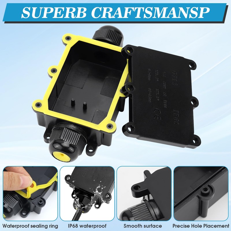 IP68 2-Way Waterproof Junction Box Outdoor Waterproof Cable Connector with