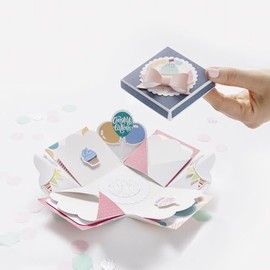 folia 11611 Explosion Box Party Craft Set, Original Gift Box with Hinged Function, Approx. 7.5 x 7.5 x 7.5 cm, Ideal for Birthday, Wedding, Mother's Day, Valentine's Day, etc.