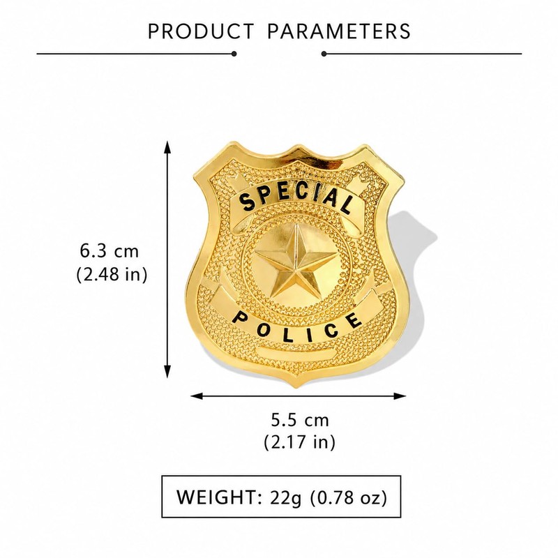 2 Pcs Special Police Badge Pins for Halloween Cop Cosplay