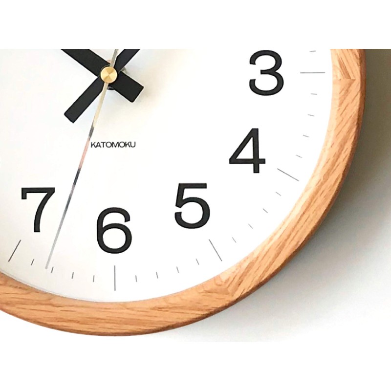KATOMOKU Muku Clock 16 Oak Wall Clock, Continuous Second Hand,