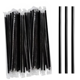 Perfect Stix Black Wrapped Plastic Straws. Cello Wrapped Jumbo 7.75 Inches. Pack of 250 Count.Individually Wrapped in Cello Wrapping.