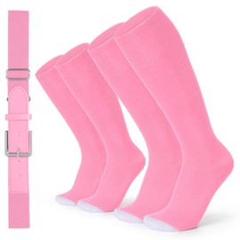 XZQTIVE 2 Pairs of Baseball Socks and 1 Belt Combo Set Adjustable Softball Socks and Belt for Youth Adult
