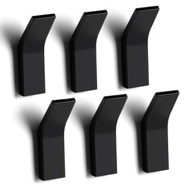 flintronic Pack of 6 Coat Hooks, Black, Matt Coat Hooks, No Drilling, Space Aluminium, Towel Holder, No Drilling, Towel Hooks Can Save Space, Wall Hooks for Bedroom, Bathroom, Kitchen