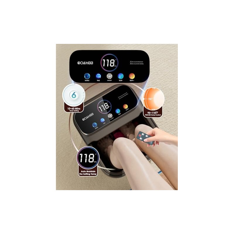 OOAMBB Collapsible Foot Spa with Heat, Bubble,Temp Control,Remote Control, Color