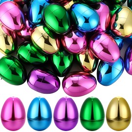 MiniInflat 66 Pcs Metallic Plastic Easter Eggs Bulk Colorful Fillable Easter Basket Stuffers for Egg Hunts Party Favor,filling Treats, Classroom Prize Supplies(3.15 Inch)