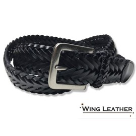 WING LEATHER GTC001 Leather Mesh Belt, Cowhide Leather, Genuine Leather, Men's, Women's, Long Size, Black, White, Dark Brown, Black