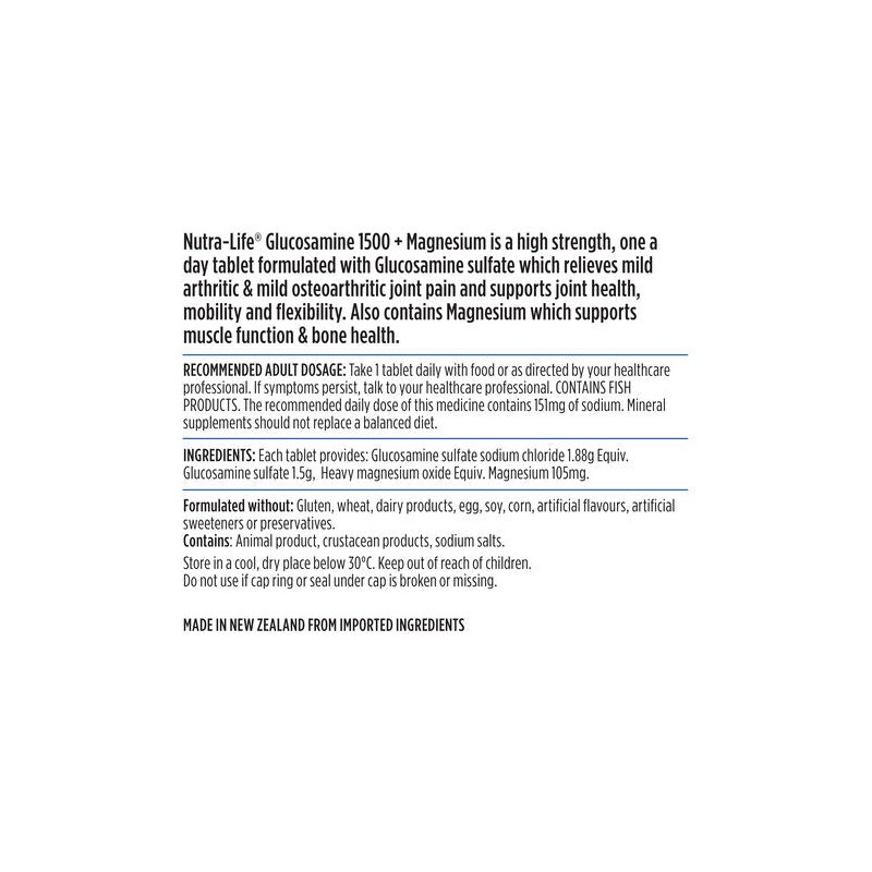Nutra-Life Glucosamine 1500+ Magnesium 180 Tablets