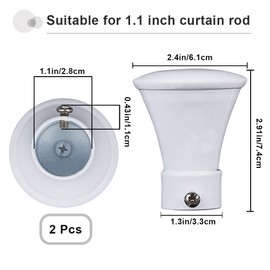 GORGECRAFT Pack of 2 Brass Curtain Rod Covers, White Trumpet Curtain Caps Ends, Decorative Head Curtain Rod Finials, 28 mm Inner Diameter, Heads, Buttons, Curtain Rod Decoration (74 x 61 mm)