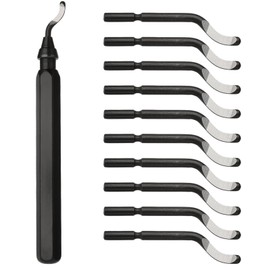 Deburring Tool Set, Reusable Deburring Tool 3D Printing With 10 High Speed Steel Swivel Blades for Metal Copper Plastic PVC Pipes 3d Printed Edges (1 Black Handle)