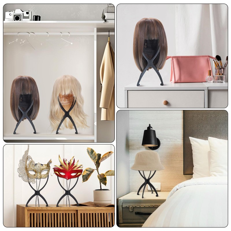 obeoby 3 Pack Wig Stand, Portable Wig Holder Wig Head