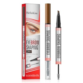 Microblading Augenbrauenstift, 2-in-1 Brow Pen und Versiegelndes Brow Gel, Augenbrauen Make-up für haarähnliche Brauen, Dunkelbraun, eyebrow pencil mit Pinselspitze