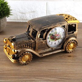 BORDSTRACT Car Shaped Alarm Clock, Alarm Clocks for Kids, Vintage Car Style, Multi-Function Desk Alarm Clock for Morning Wake-up Timing Reminder with Storage Function Desktop Decor(Dark Bronze)