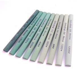LWCUSNJ 9pcs Green Carbon Sharpening Stone Sticks Set, Green Silicon Carbide Whetstone Kit, Grit 120#-1200# for Moldel, Metal & Cutting Tools (Half Round 150mm*12mm)
