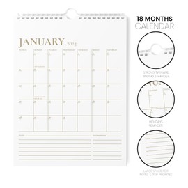 Calendar 2024 - Vertical 8.5x11 2024 Wall Calendar Runs Until June 2025 - Easy Planning with the 2024 Calendar - Aesthetic Wall Calendar 2024-2025 Monthly - Karto - Golden