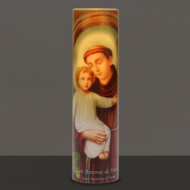 The Saints Collection St. Anthony Flickering LED Prayer Candle, Prayer in English and Spanish, Unique Religious Decoration for Prayer Alter, Mantle, or Any Room in the Home