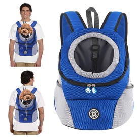 PETCUTE Dog Carrier Backpack, Adjustable Pet Backpack for Small Dogs and Cats, Padded Shoulder Strap, Waterproof Base, Breathable, Pet Front Pocket with Safety Hooks, for Hiking