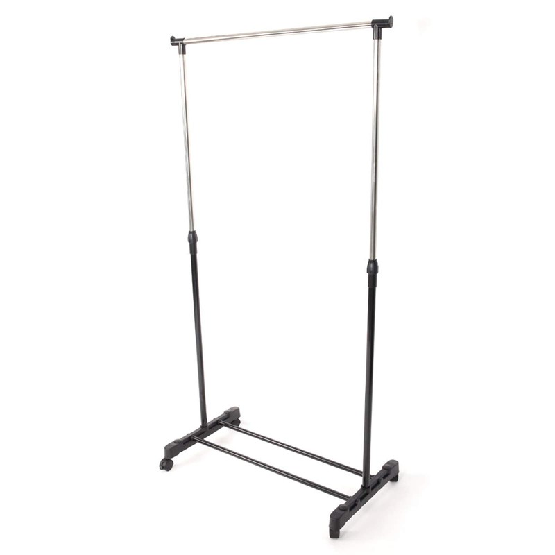DESIGNSCAPE3D Rolling Clothing Garment Rack with Shoe Shelf, Stainless Steel,