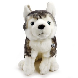Husky Cuddly Toy Dog Sitting Sleigh Dog Grey/White Plush Toy Nikita - Cuddly Toys *biz