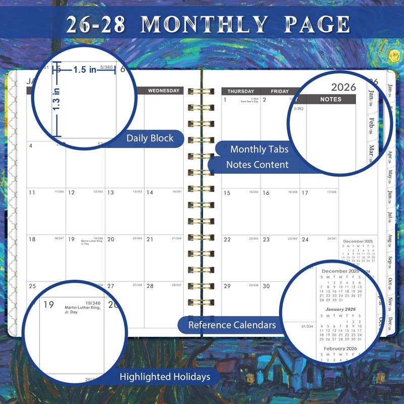2026-2028 Monthly Planner - 3 Year Planner/Calendar 2026-2028, JAN 2026