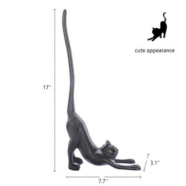 Cat Paper Towel Holder 17'' Cast Iron Paper Towel Holder Funny Toilet Paper Holder for The Floor or Counter in The Kitchen or Bathroom Bronze Rustic