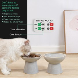 YAUYIK Pet Feeding Reminder, Magnetic Reminder Sticker, AM/PM Daily Indication Chart Feed/Walk Your Pets, Fridge Magnets and Double Sided Tape, Helps You to Track Pet Feeding & Walking (White)