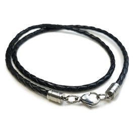 dredline lch [Thickness 0.12 inch (3.0 mm) / Spring Ring Type Cowhide Leather Choker Black Brown Leather Cord Necklace for Women Men Pendants Stainless Steel Hardware Allergy Prevention, Cowhide