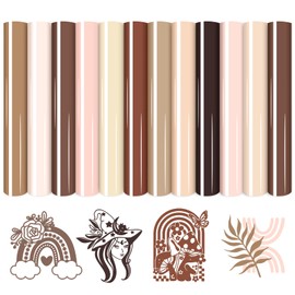HTVSTD Skin Tone Heat Transfer Vinyl - 12 Pcs 12 X10 Netural Brown HTV Heat Transfer Vinyl Skin Tone HTV Vinyl Barely Beige Tan HTV Iron on Vinyl for T-Shirts Compatible with Silhoutte Cameo