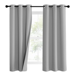 NICETOWN Noise Reduction Blackout Curtains, Thermal Insulated Full Blackout 3-Layer Lined Drapes, Energy Efficiency Window Draperies for Bedroom (Silver Grey, 2 Panels, 42-inch W by 63-inch L)